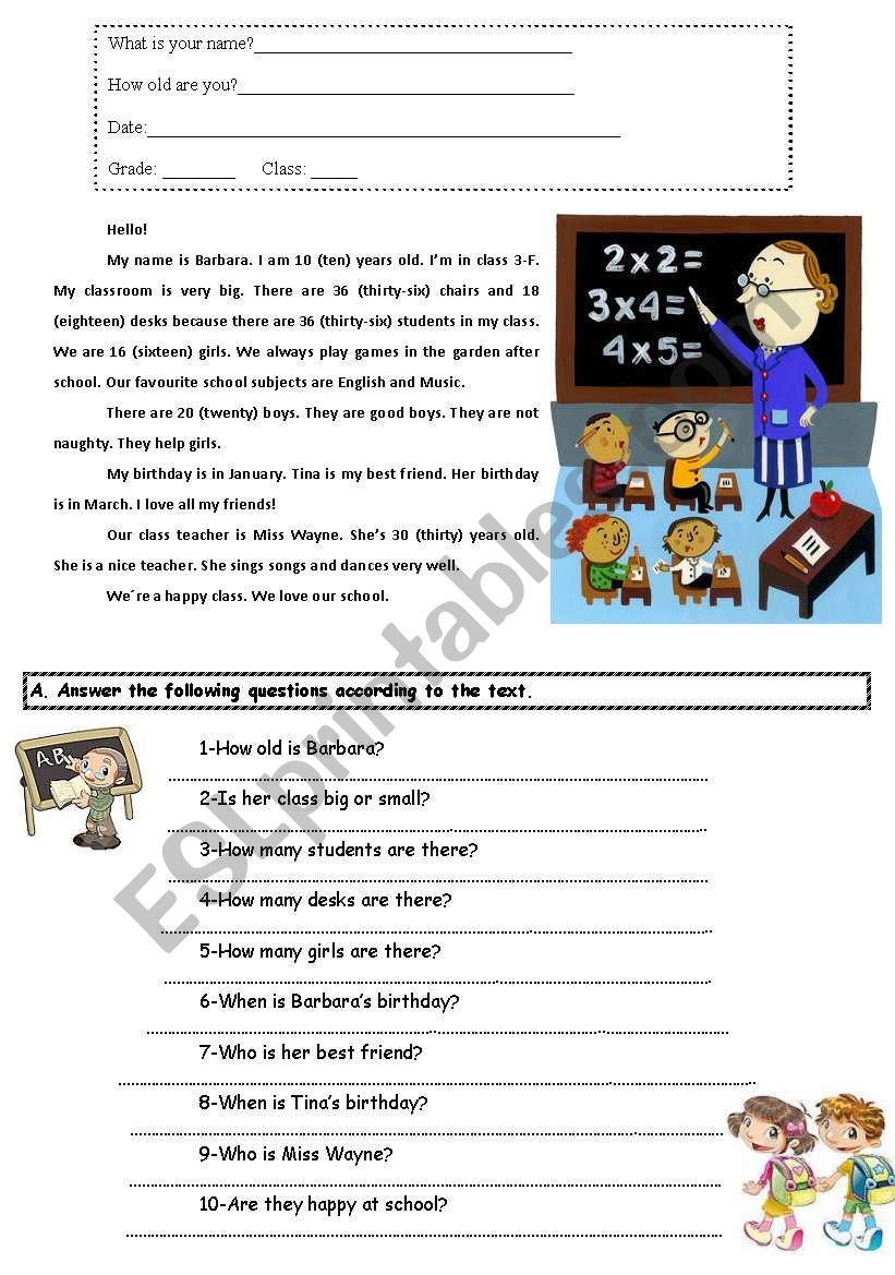 My classroom worksheet