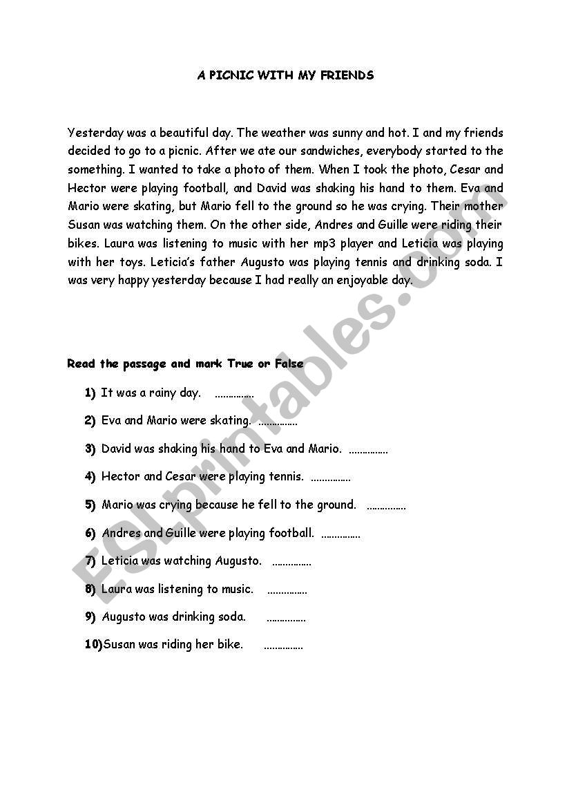 Past Continuous Practice (true/false activity)