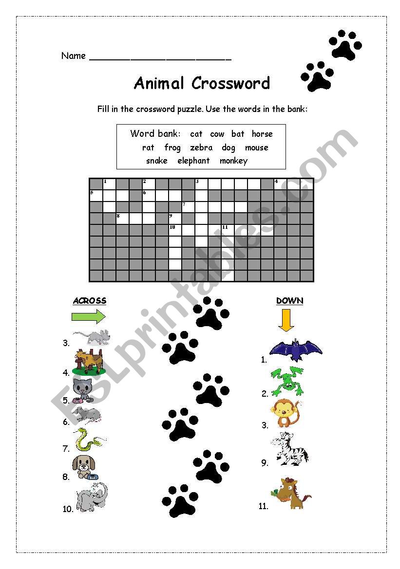 Animals 3 - Crossword *Editable