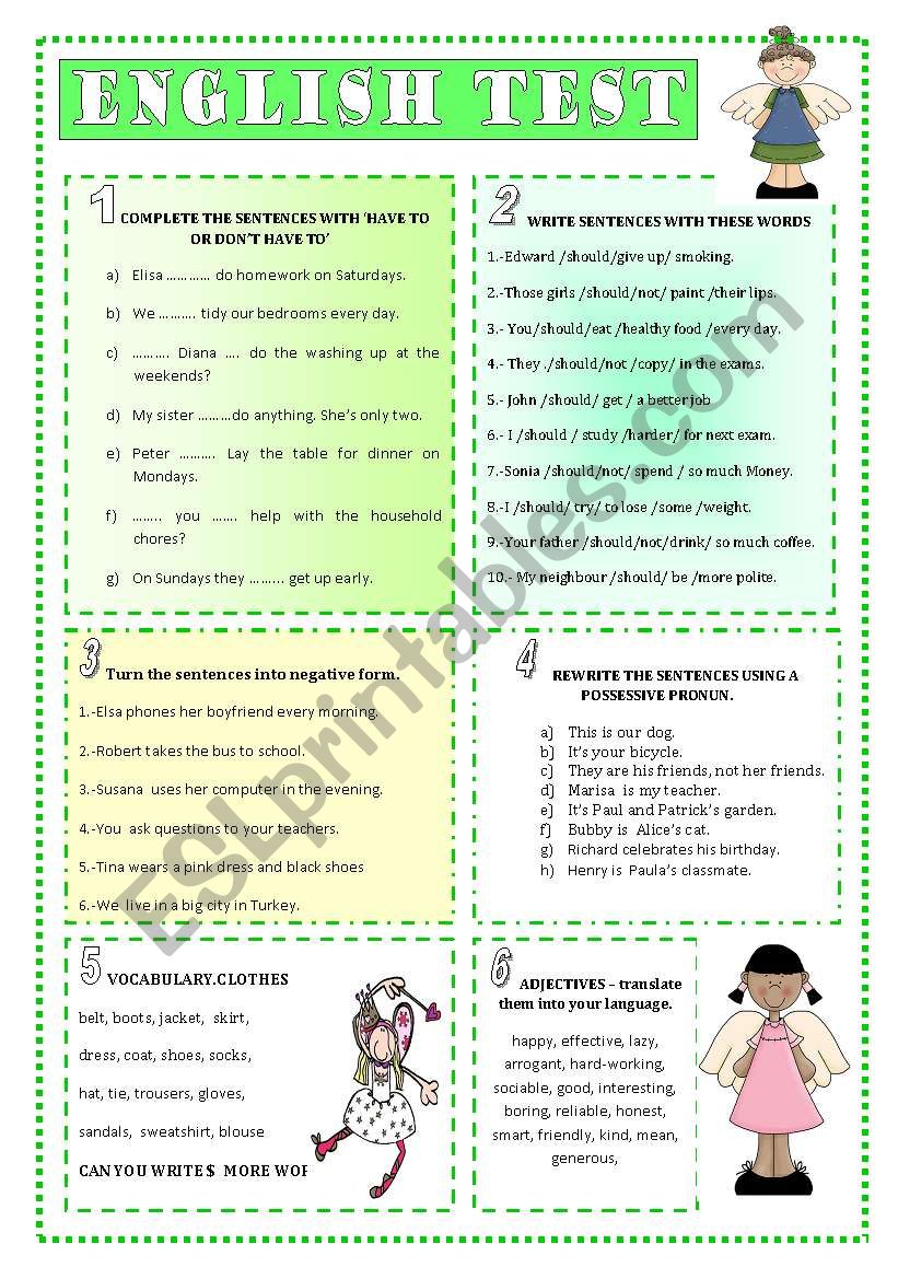 ENGLISH TEST worksheet