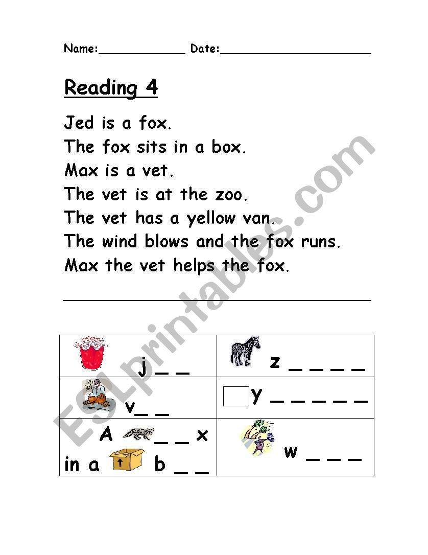 Phonics Reading 4 worksheet