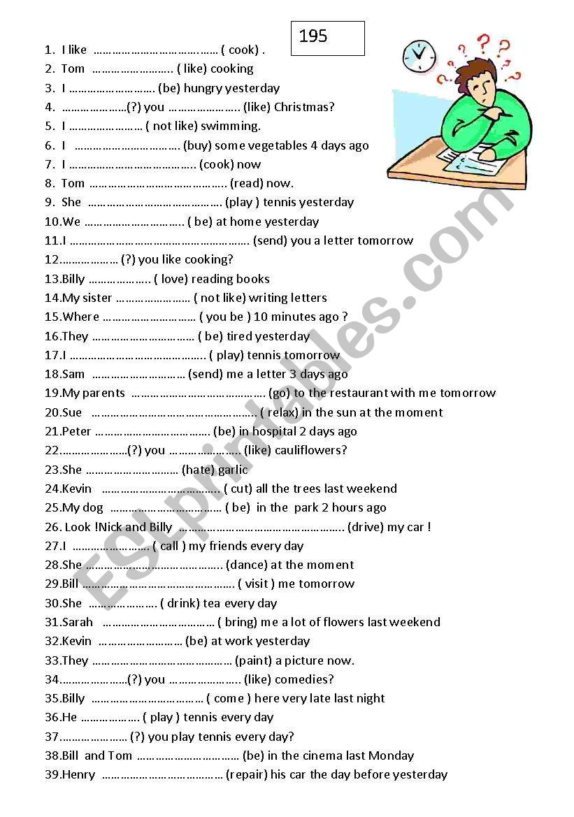 195 sentences for simple pserent / future/ past mix !!!