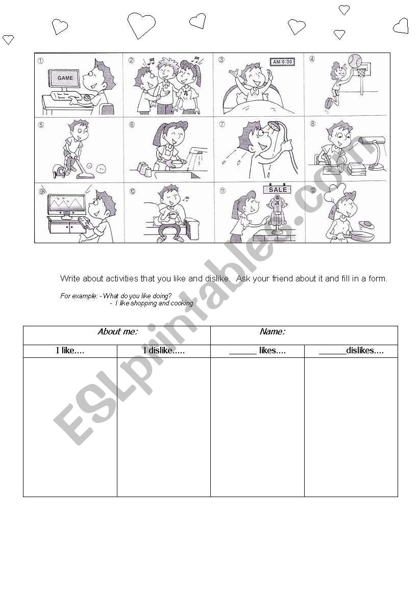 daily routines worksheet