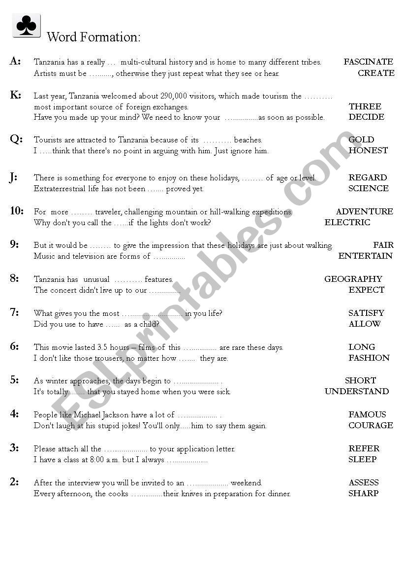 FC use of English revision worksheet