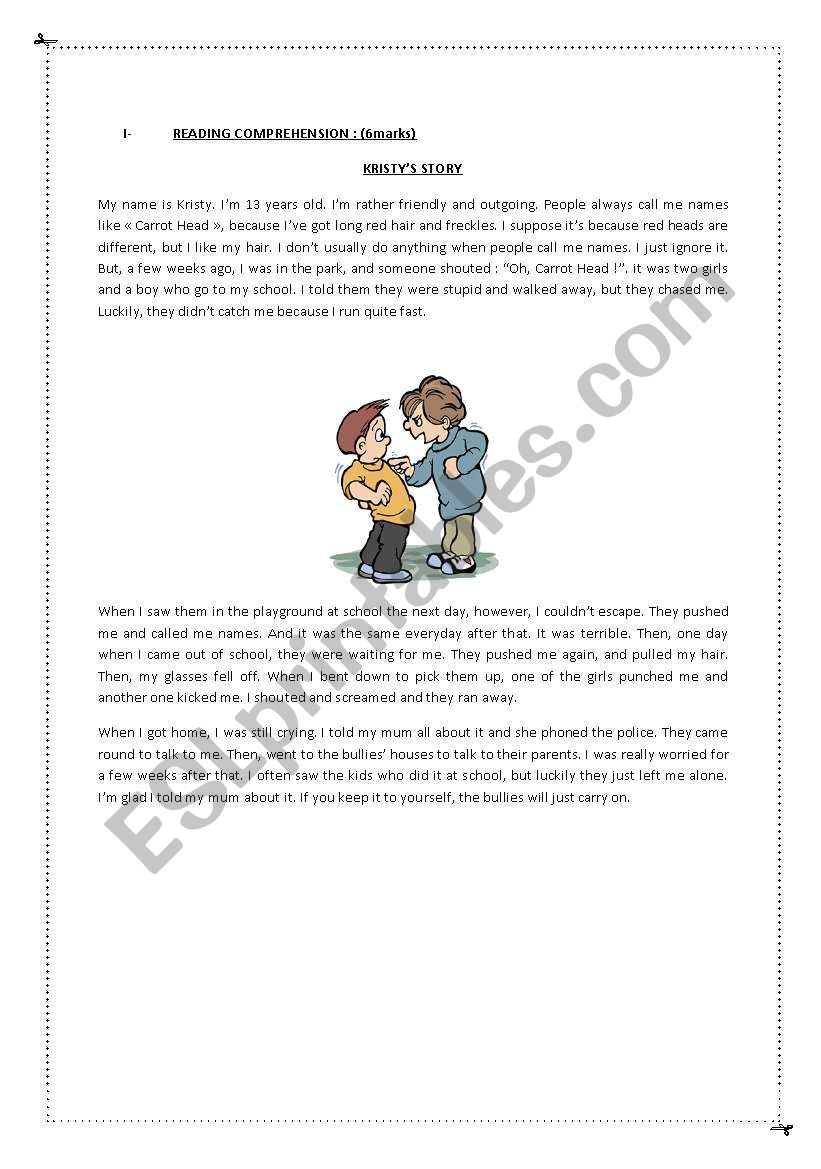 I got bullied at school! worksheet