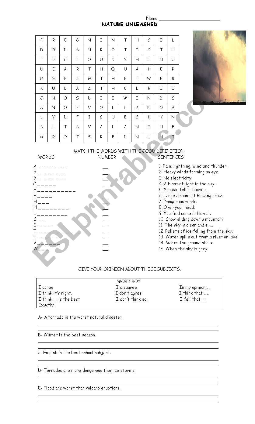 Nature unleashed worksheet