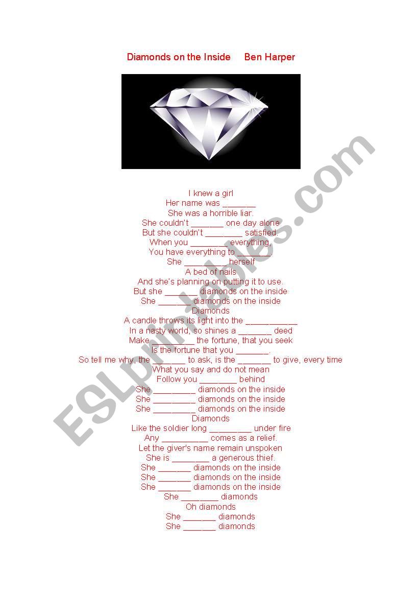 DIAMONDS ON THE INSIDE worksheet