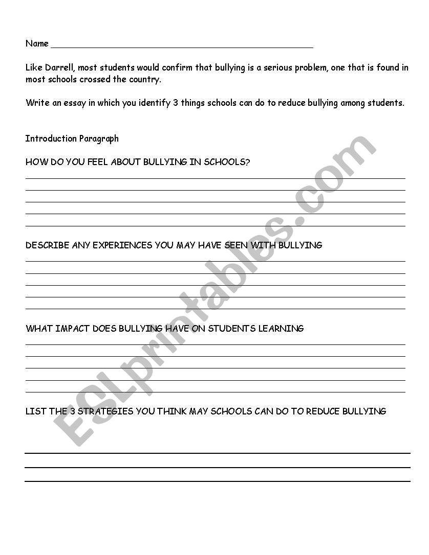 the bully worksheet