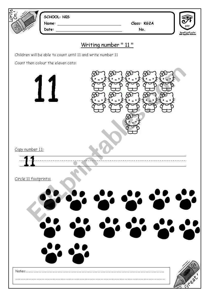 number 11 worksheet