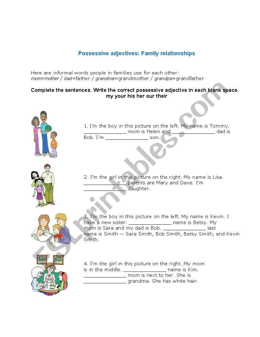 Possesive Adjetives worksheet