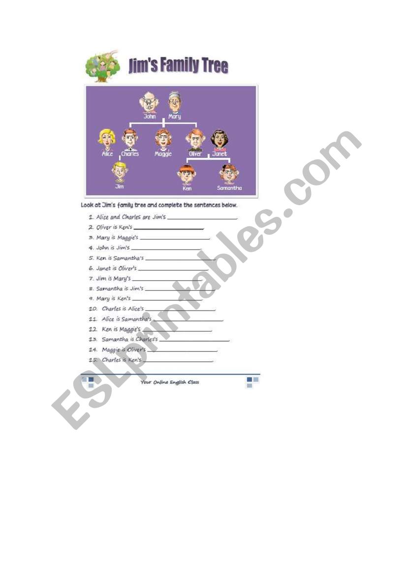 Jimms family tree worksheet