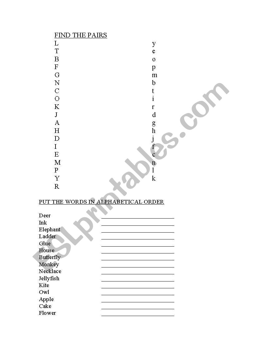 Find the pairs worksheet