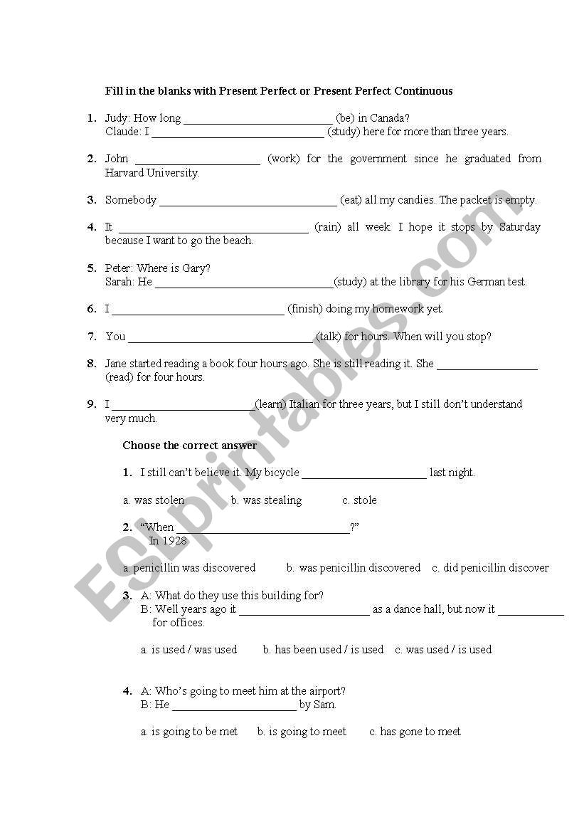 Present Perfect& Present Perfect Continuous