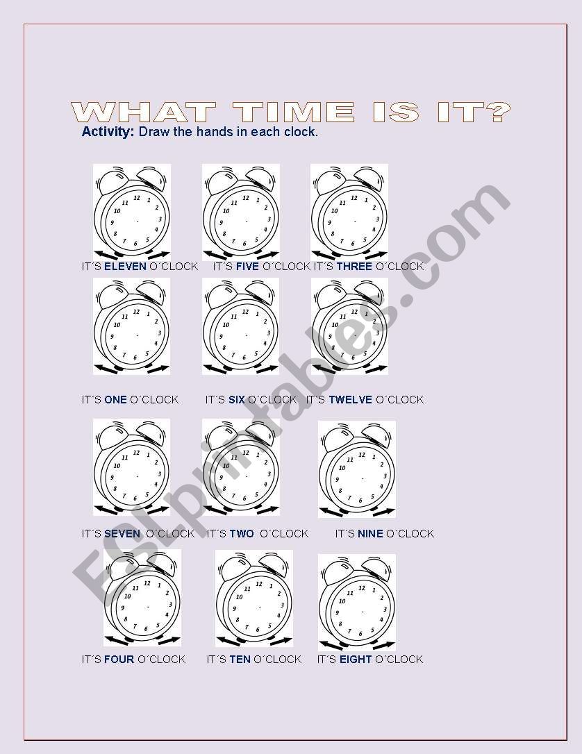The hour worksheet