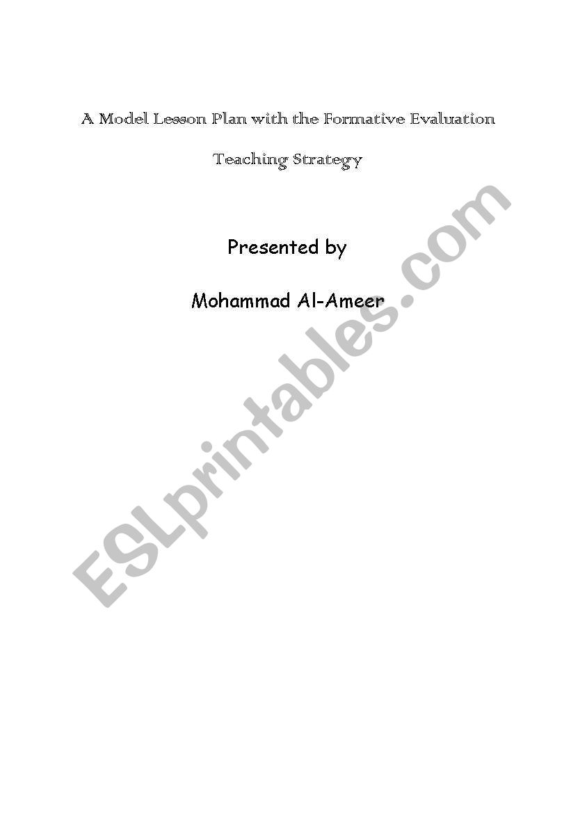 Model of necessary teaching  worksheet