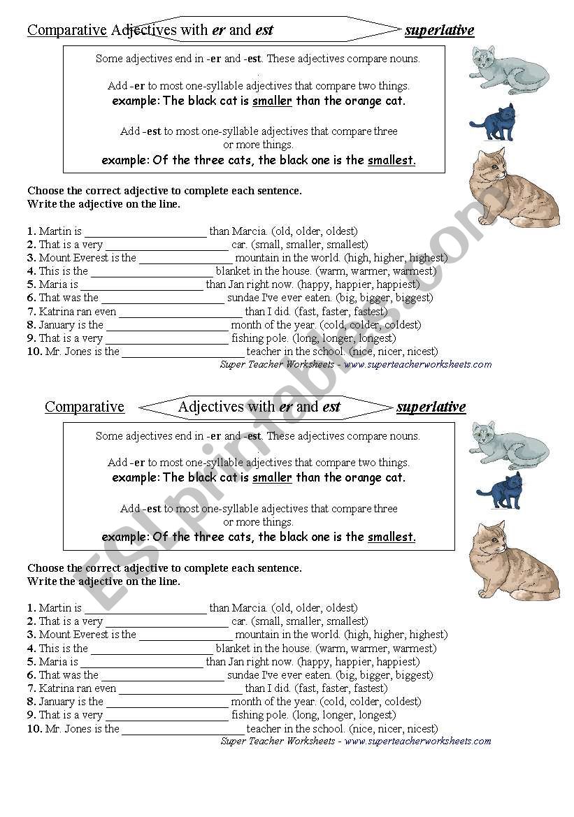 comarative and superlative worksheet