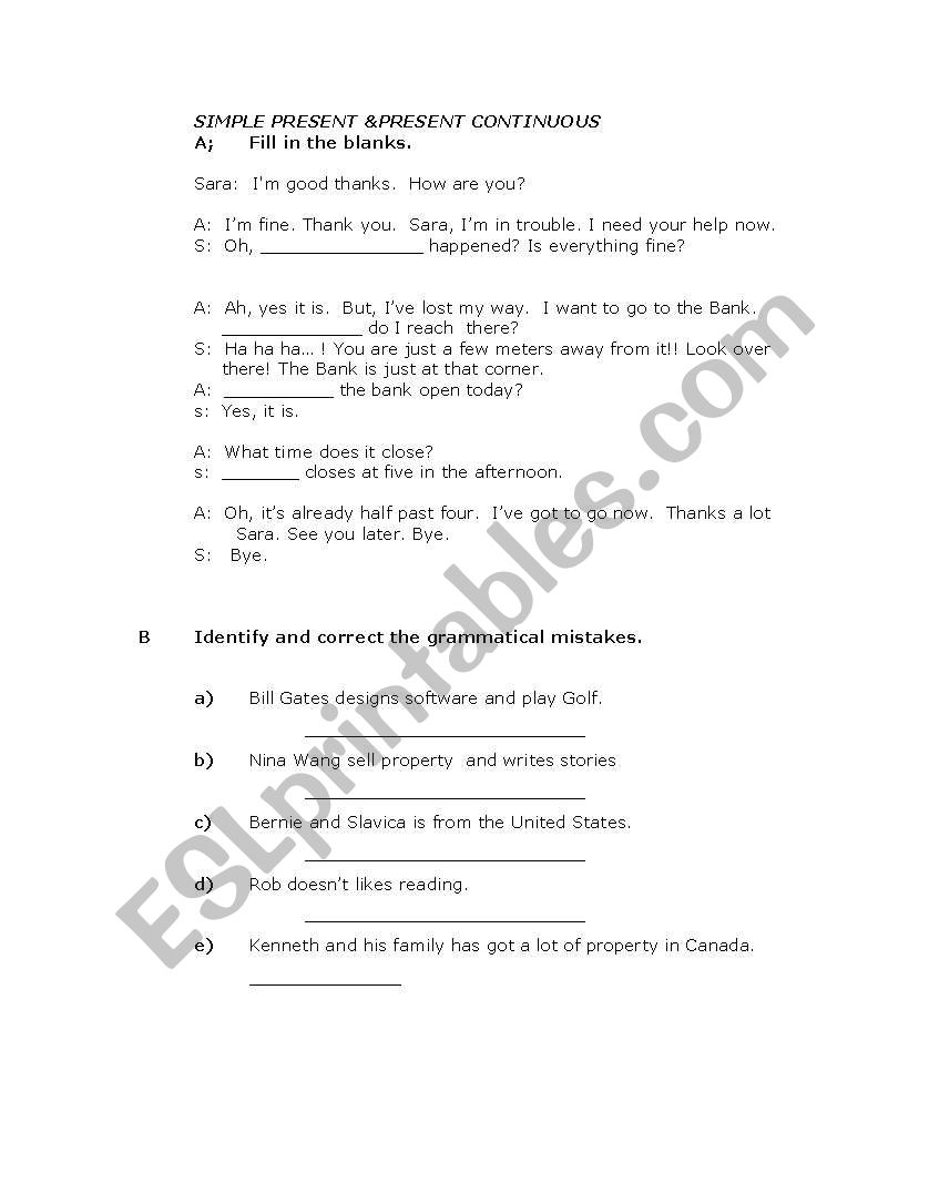 GRAMMAR worksheet