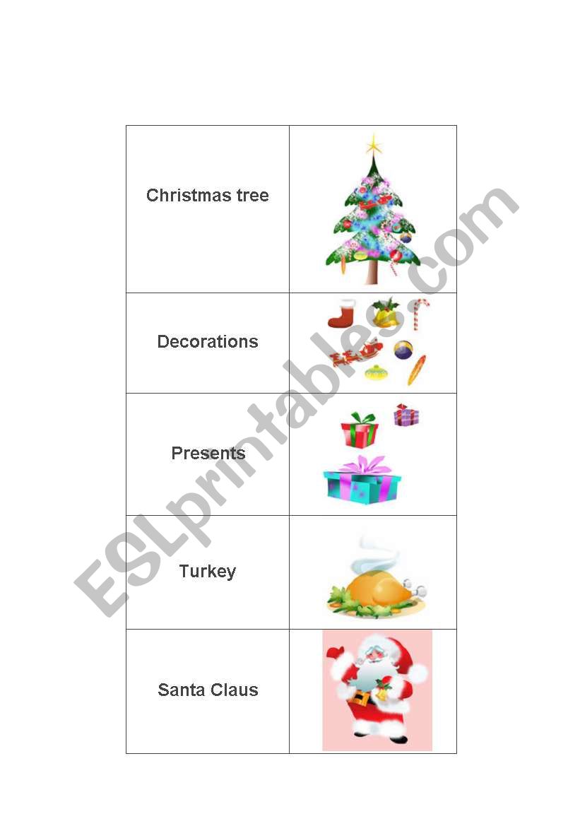 Christmas flashcards worksheet