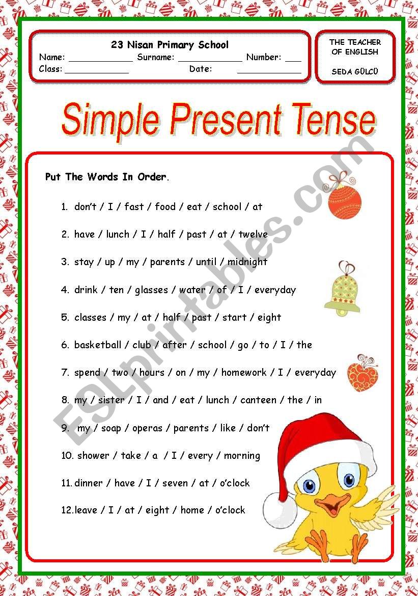 present simple tense worksheet