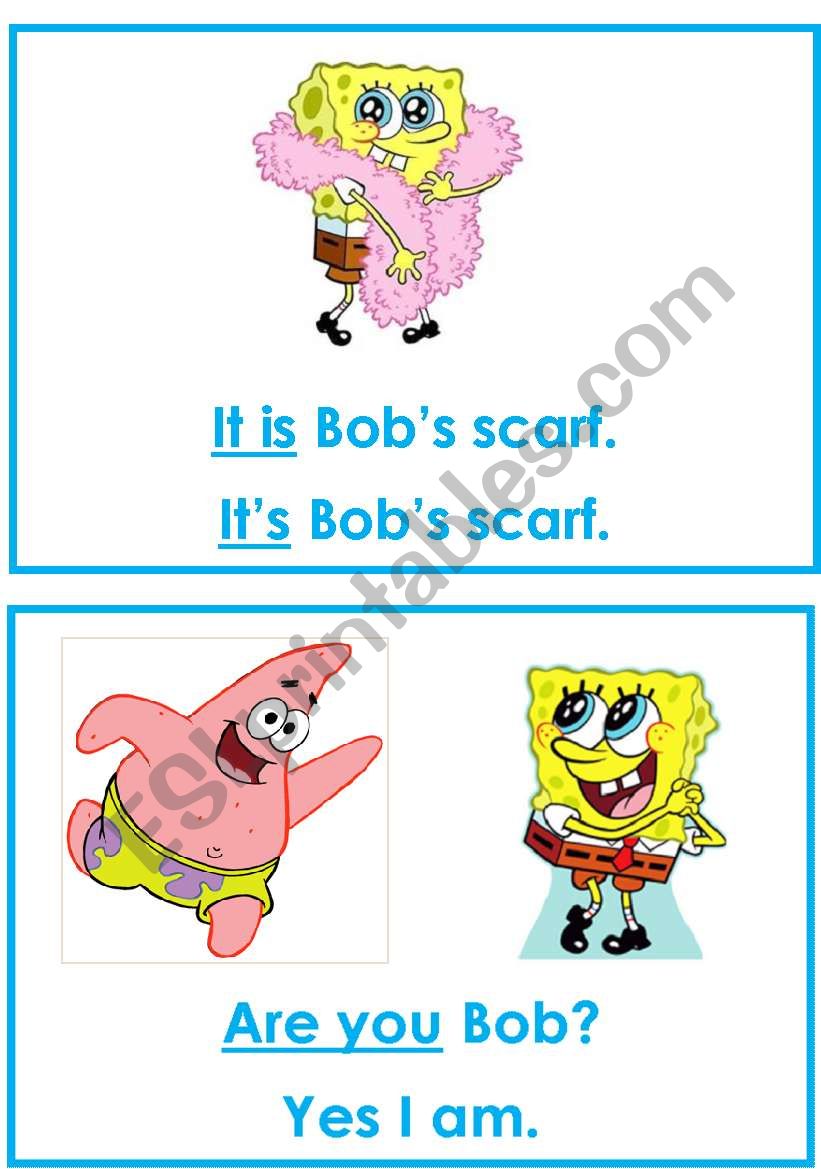 verb to be flashcards-Spongebob (part2)