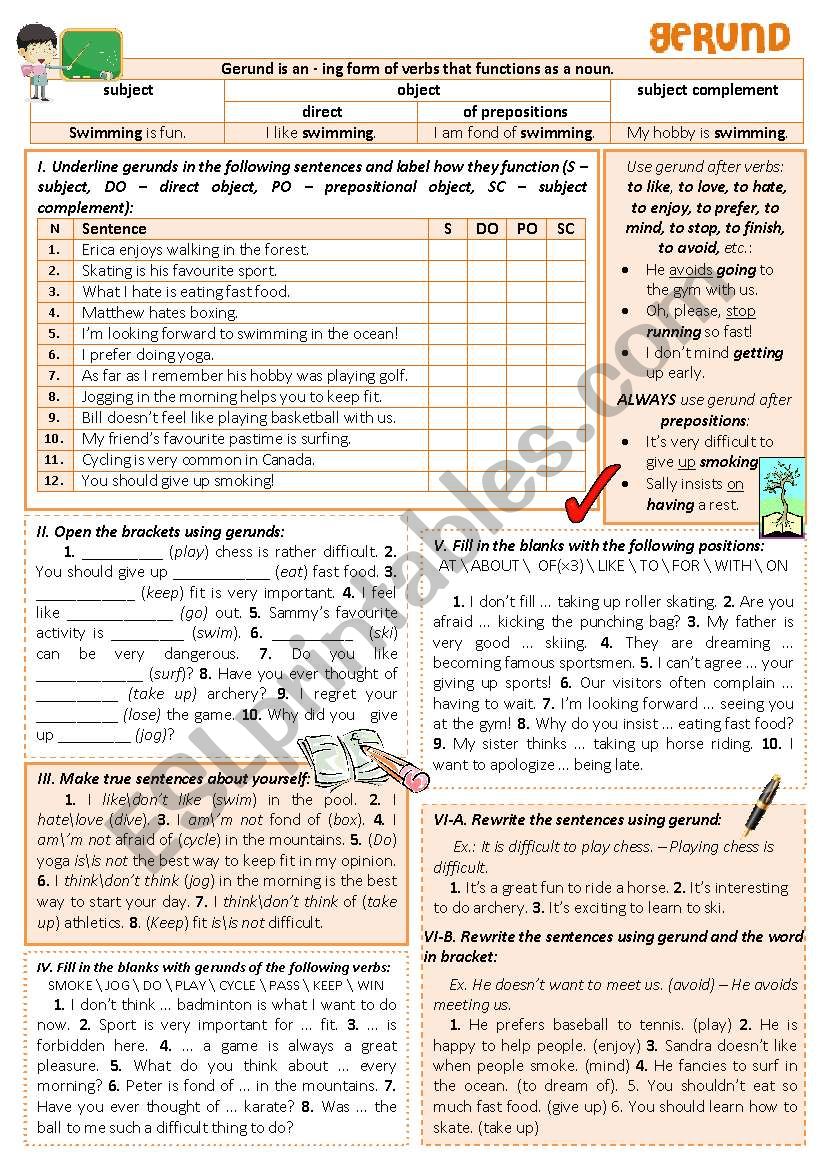 GERUND: Introduction + exercises