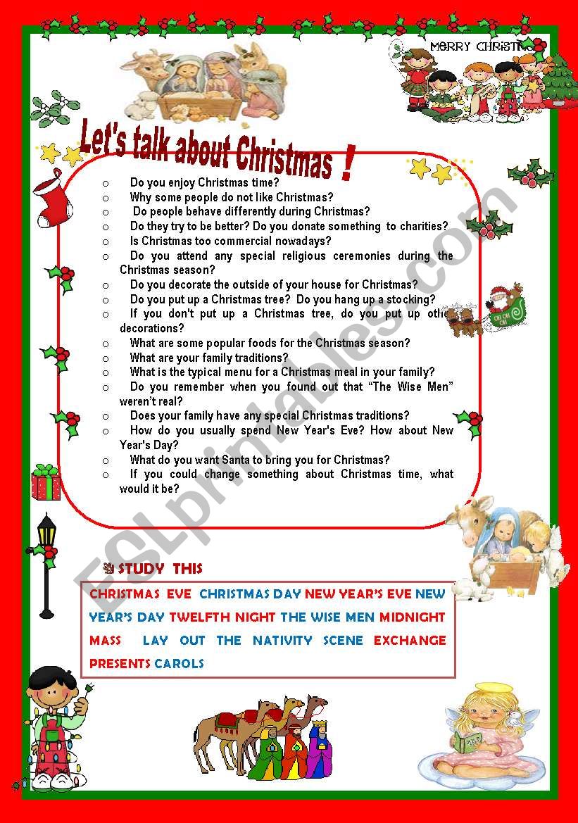 LETS TALK ABOUT CHRISTMAS worksheet
