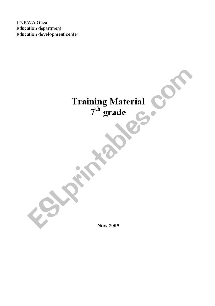 Training Material 7th grade   worksheet