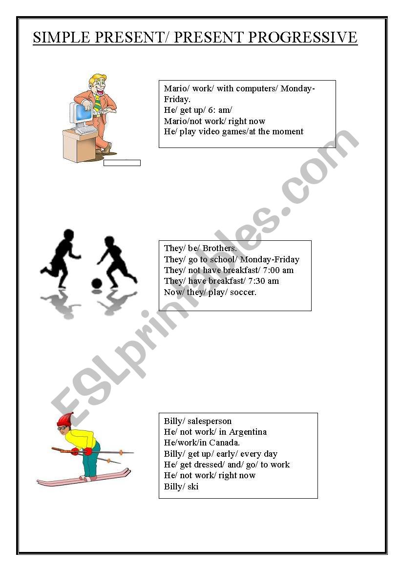 SPEAKING CARDS: SIMPLE PRESENT/PRESENT PROGRESSIVE