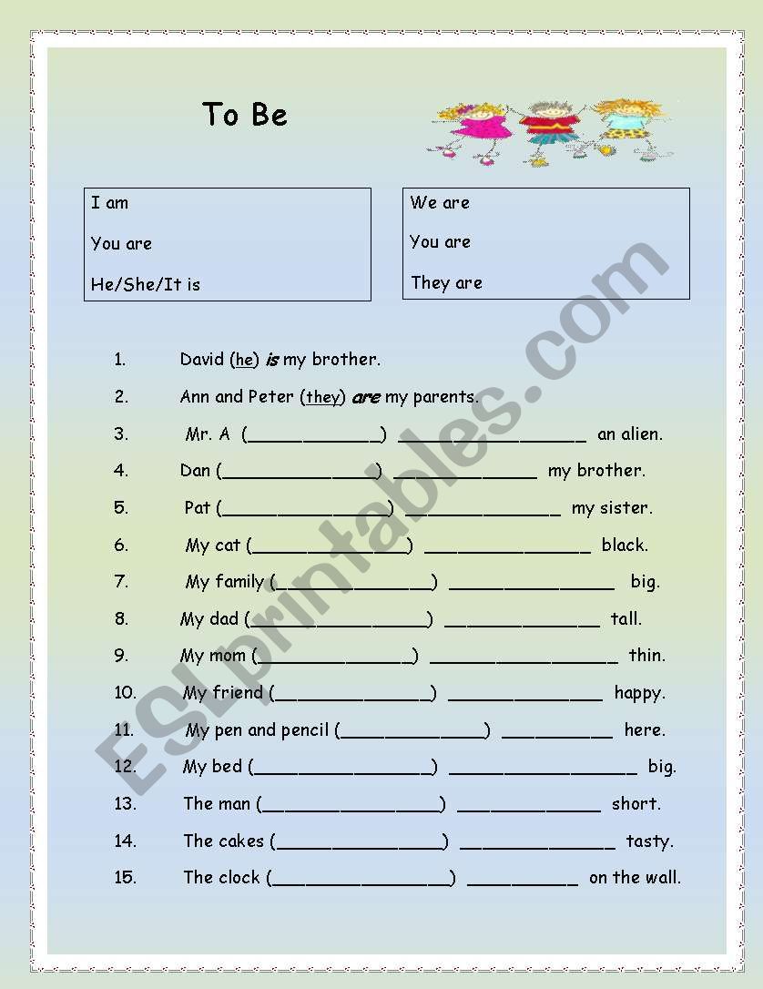 To Be worksheet