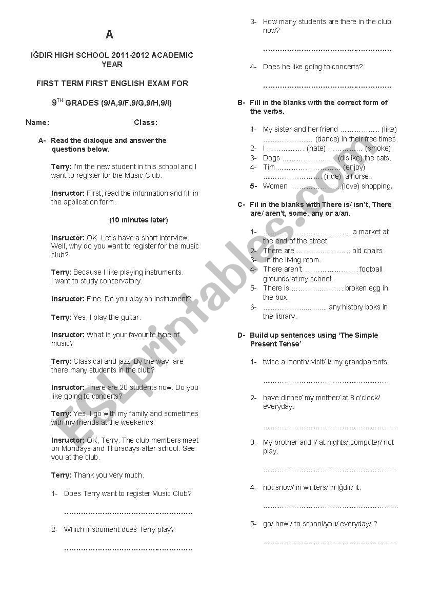 both reading and vocabulary worksheet