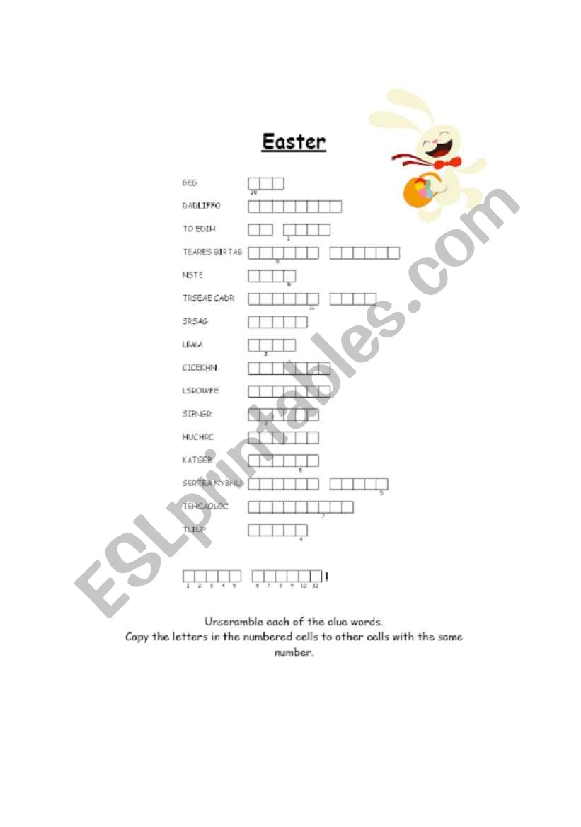 Easter scramble worksheet