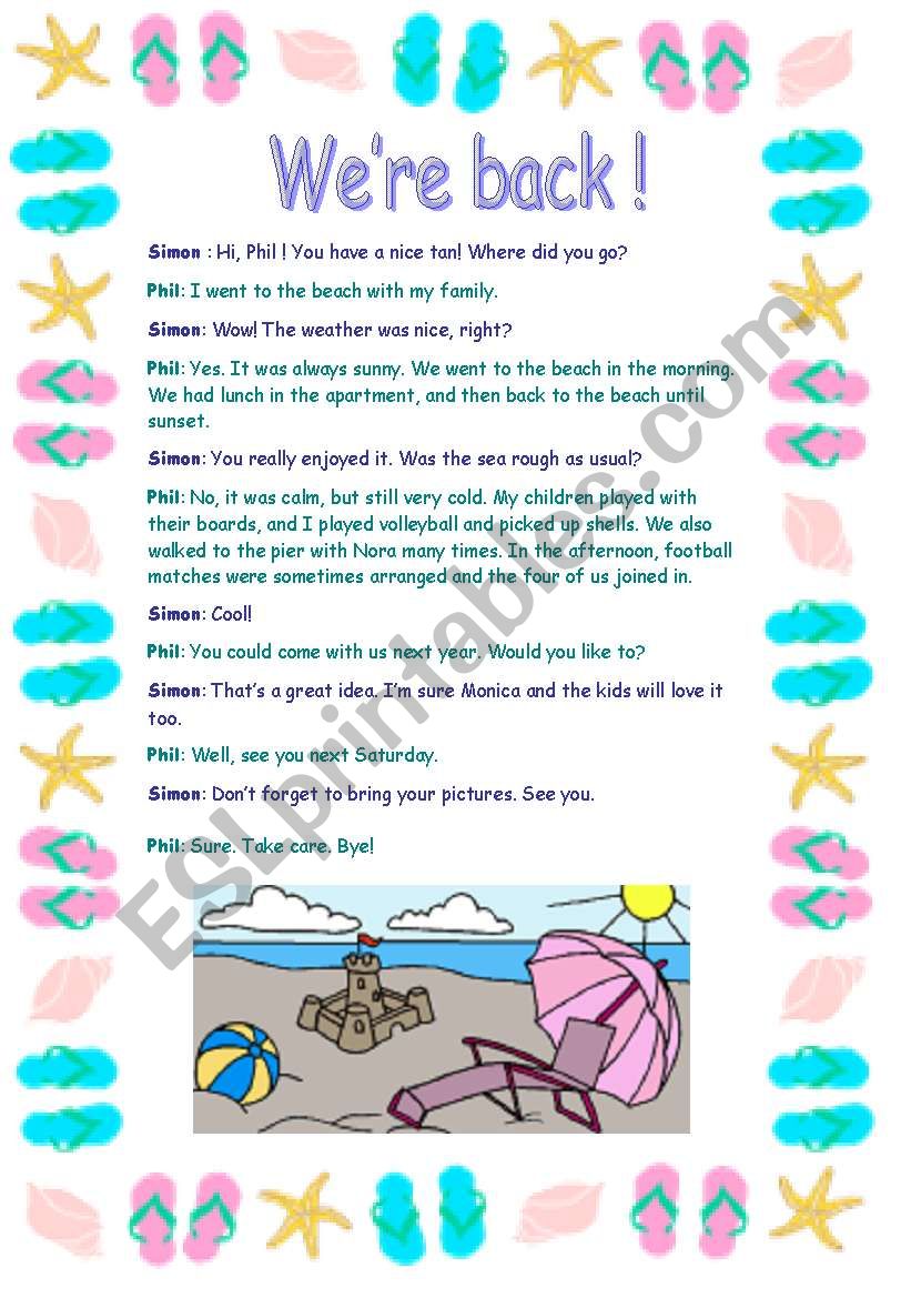 Reading Comprehension: WeÂ´re back!