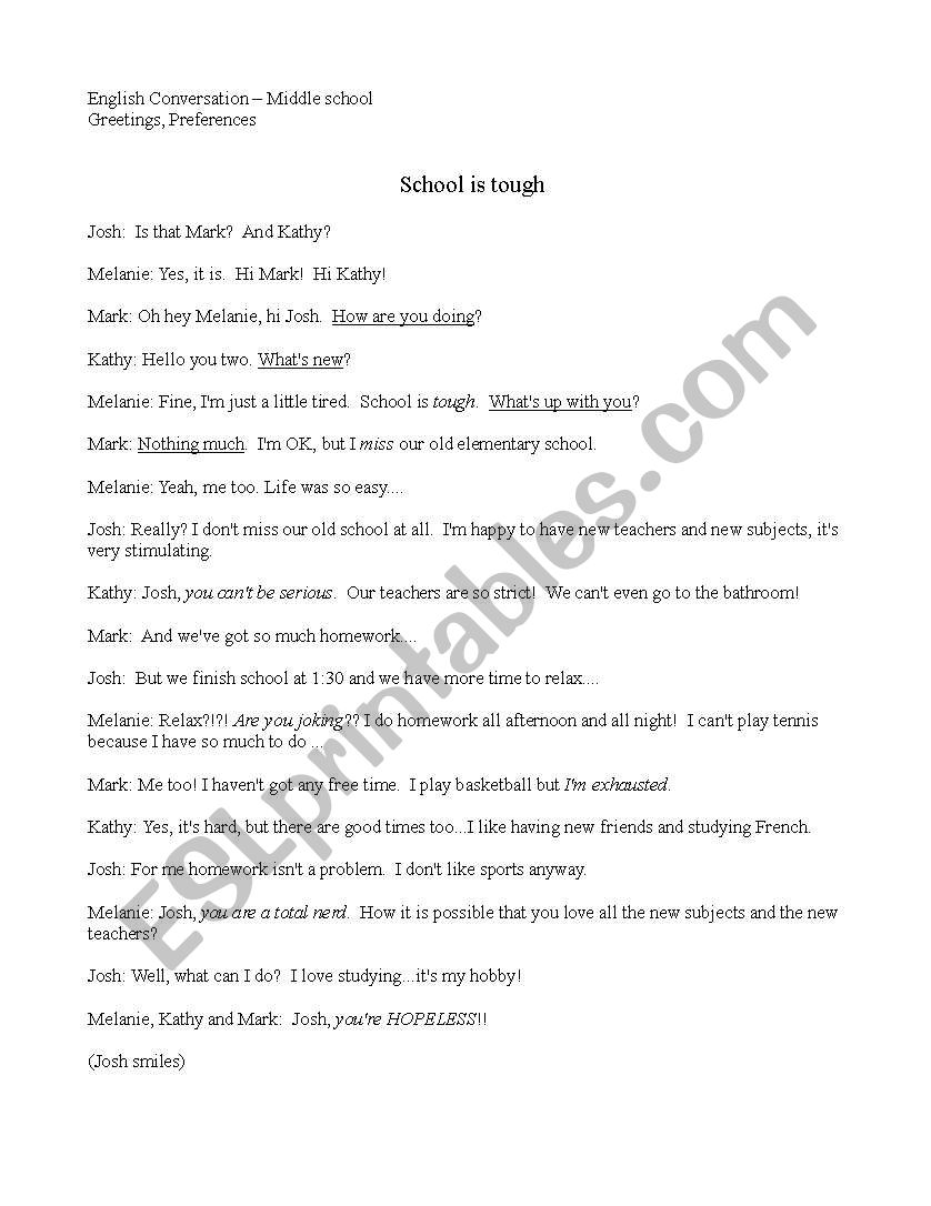 School is tough! worksheet