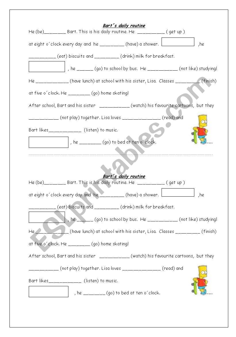 BARTS DAY  worksheet