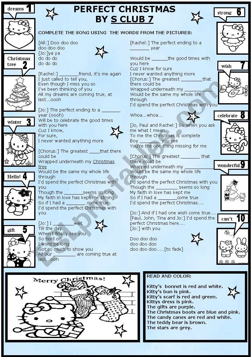 PERFECT CHRISTMAS SONG worksheet