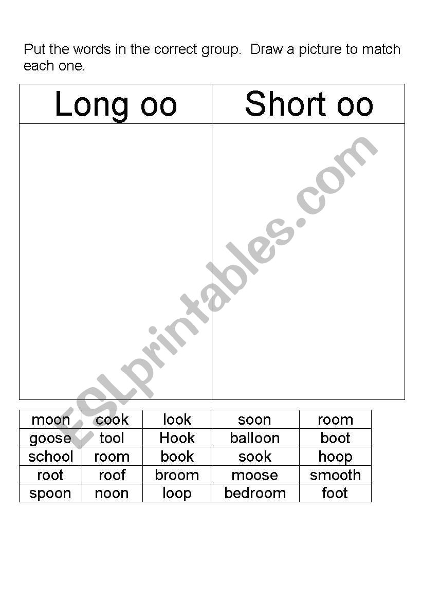 oo or oo? worksheet