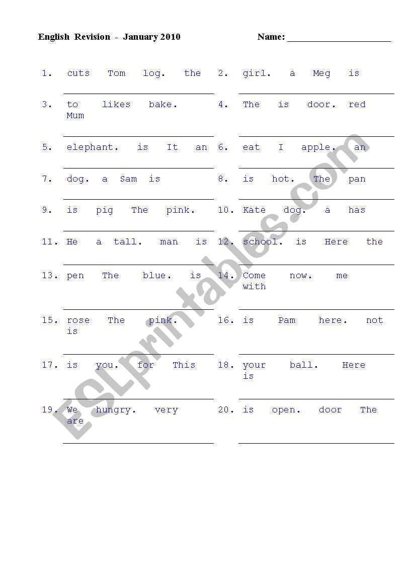 Scrambled Sentences worksheet