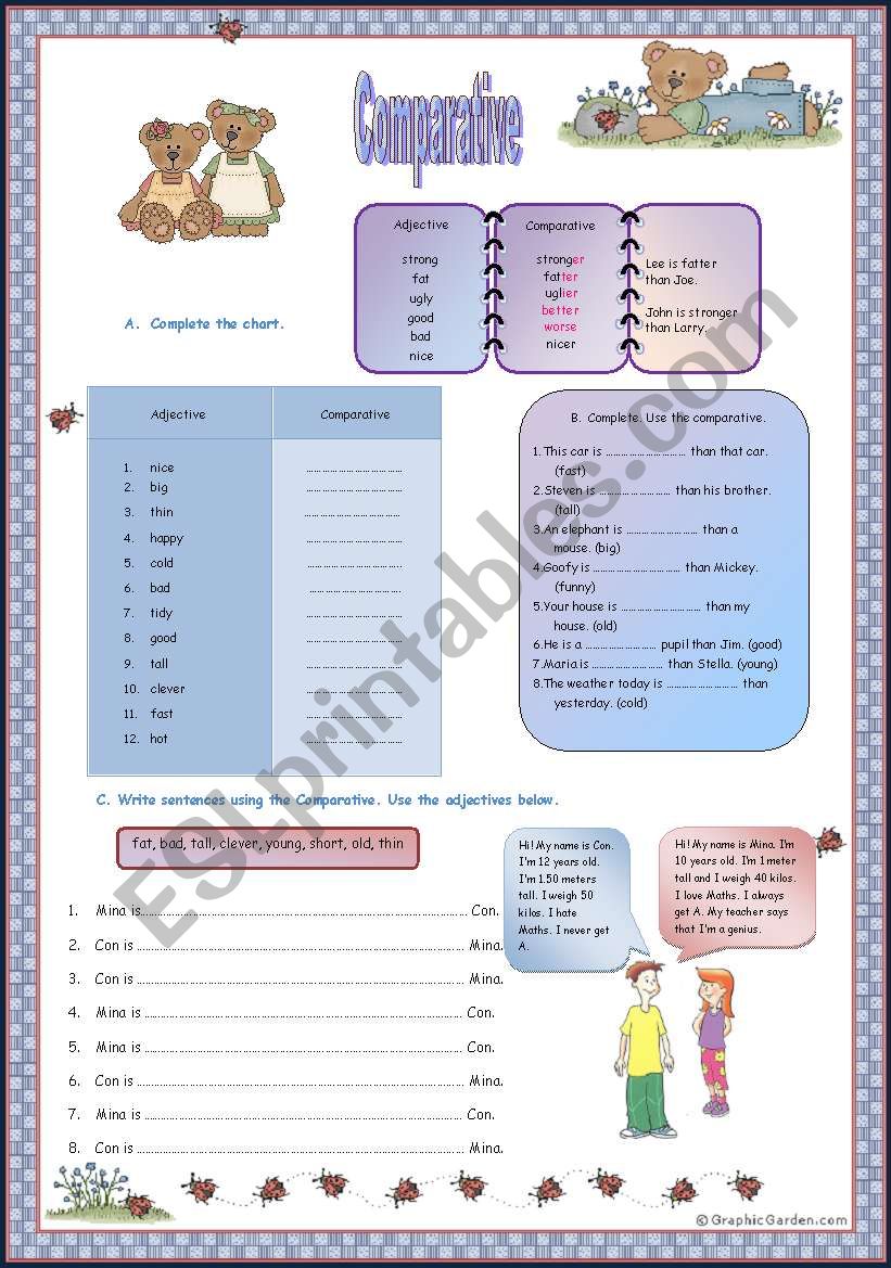 comparatives worksheet