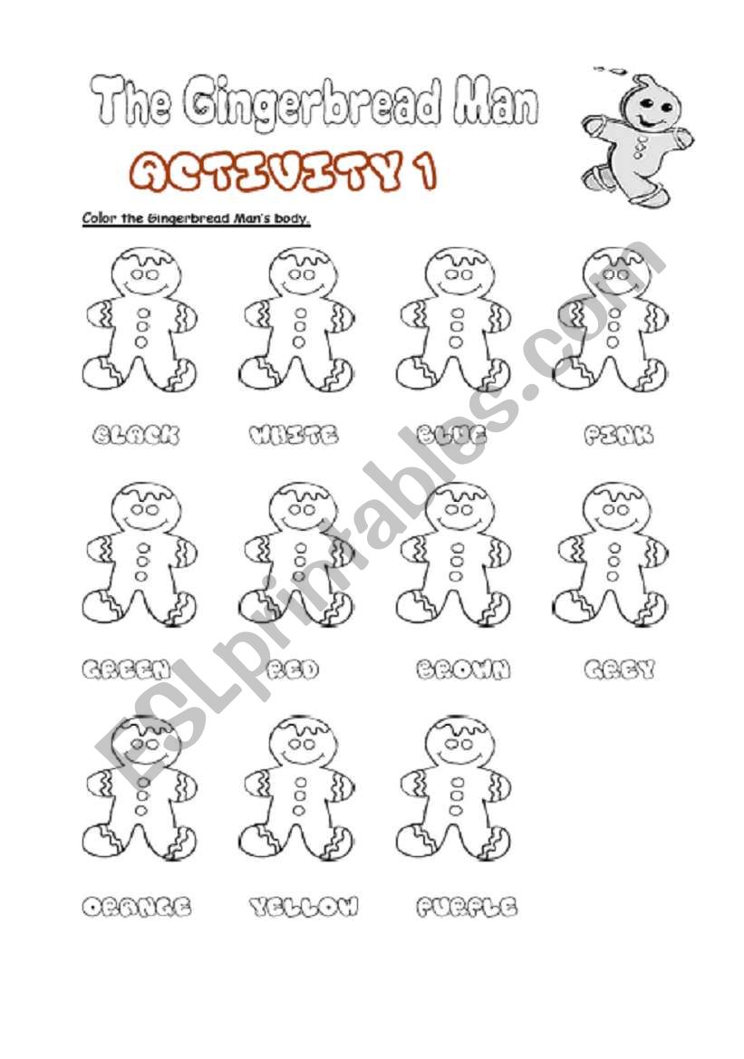 Gingerbread Man and colors worksheet