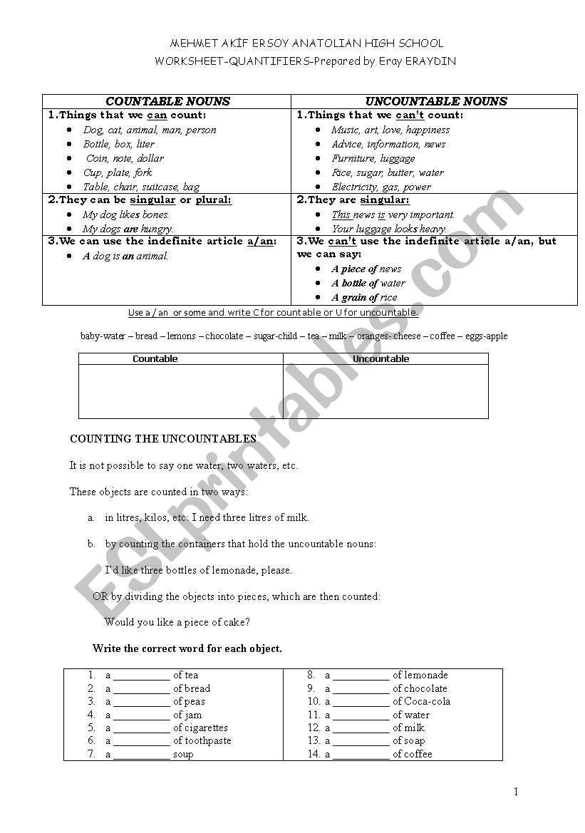 QUANTIFIERS-SUPER worksheet