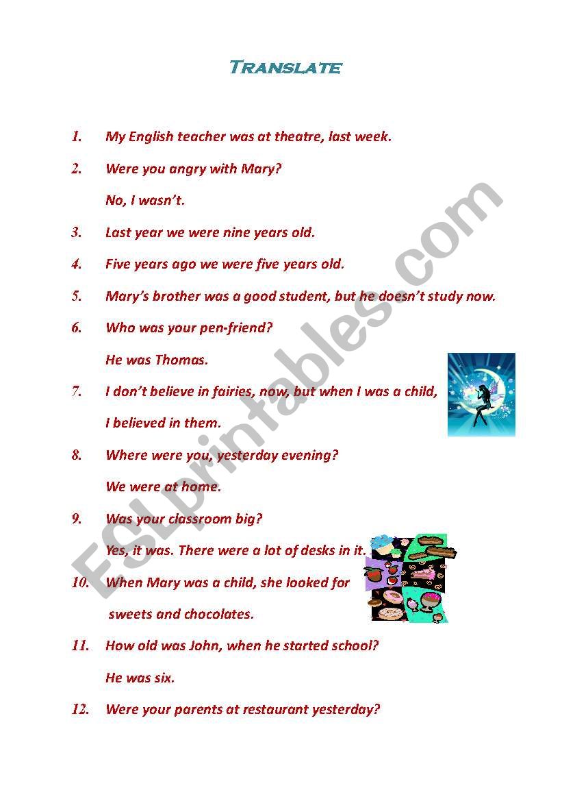 Translate worksheet