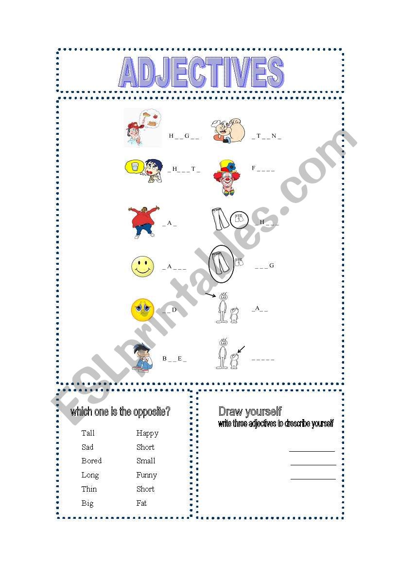 Adjectives and contraries worksheet