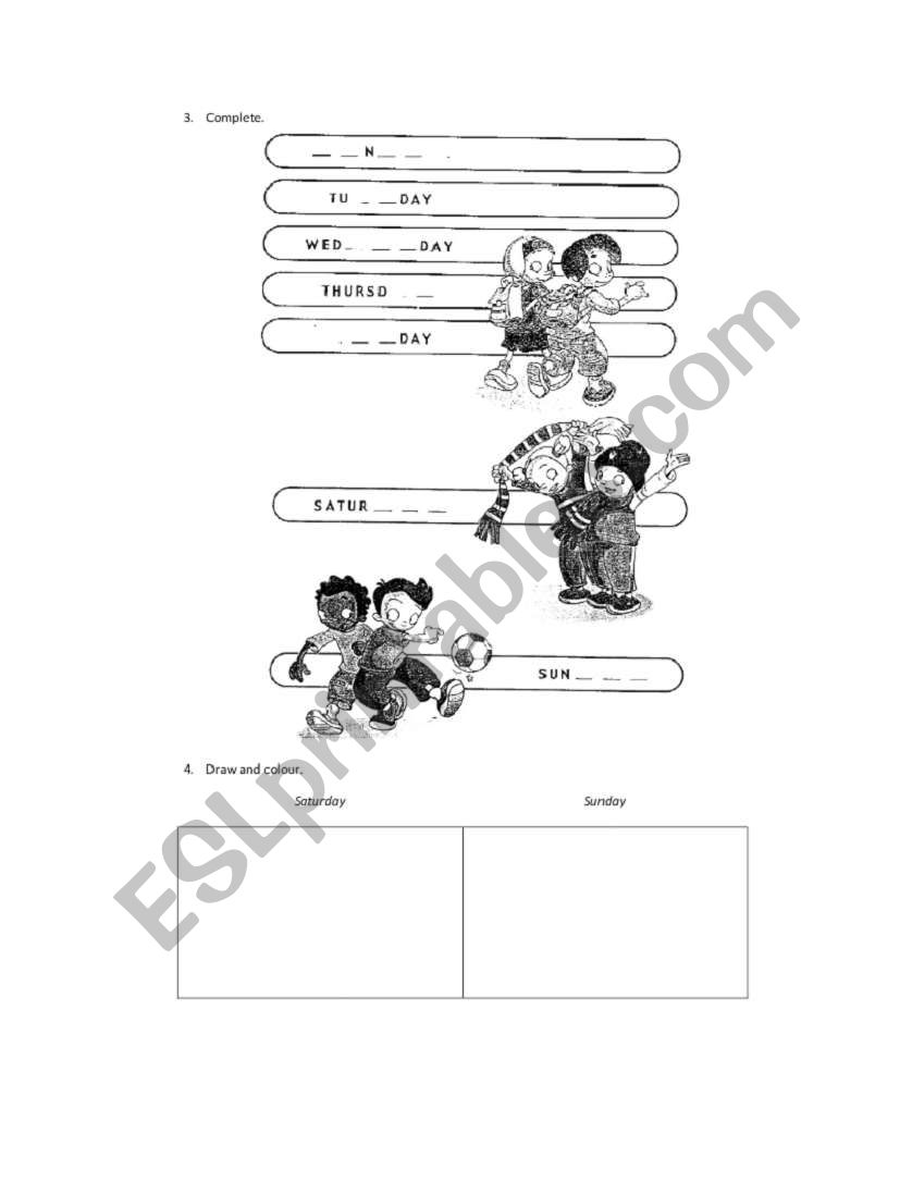 DAYS OF THE WEEK worksheet