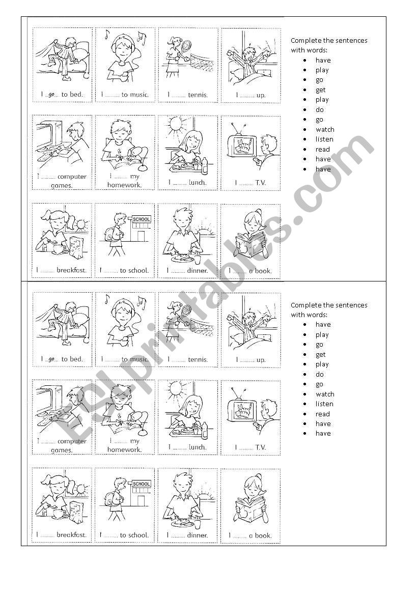 Daily routine worksheet