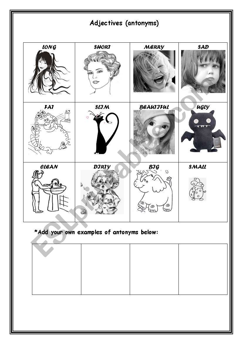 Adjectives Antonyms worksheet