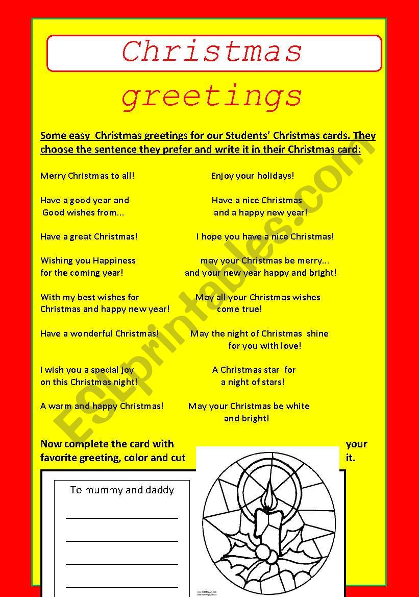 Christmas  greetings worksheet