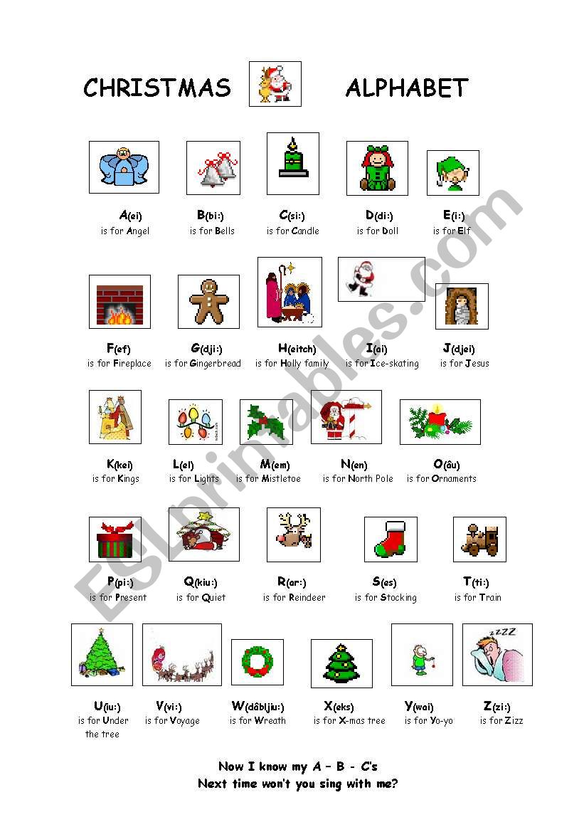 Christmas alphabet worksheet