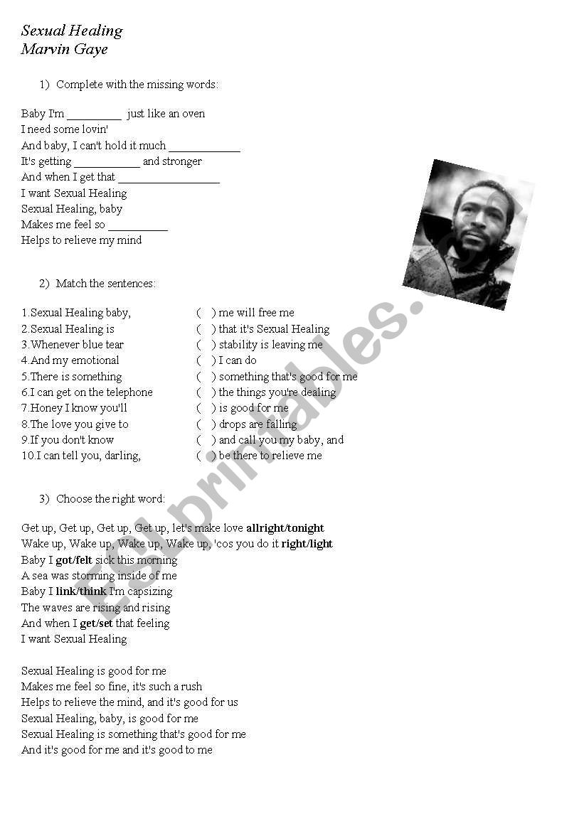 Marvin Gaye - Sexual Healing worksheet