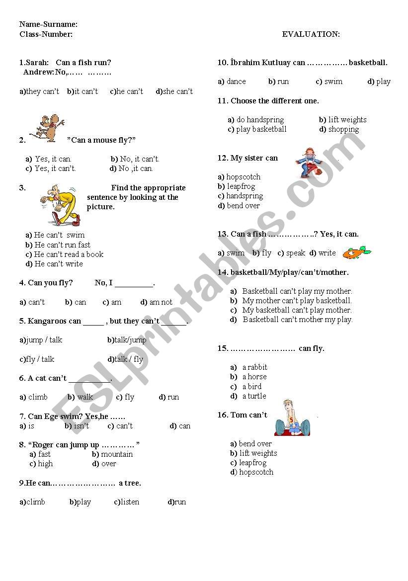 5 th grade test worksheet