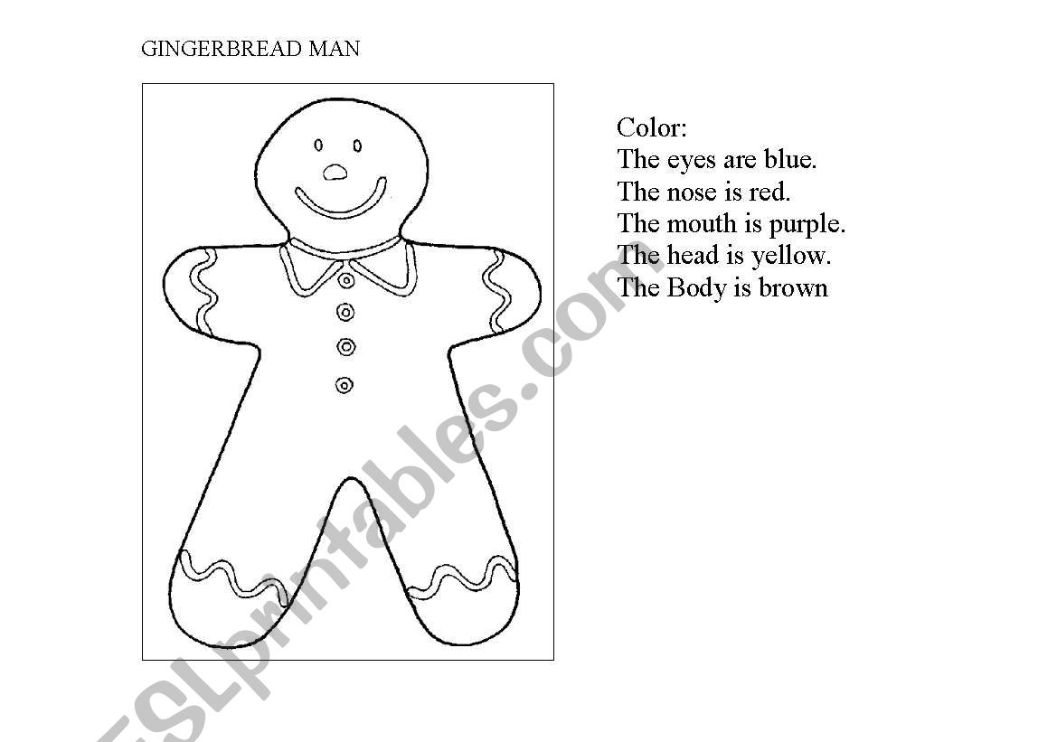 Gingerbread man worksheet